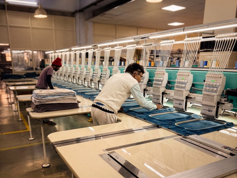 Multi-head embroidery machines